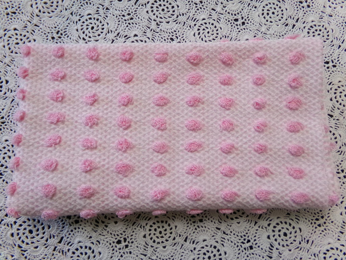 Pink Pops Vintage Chenille Woven Bedspread Fabric 20x19"