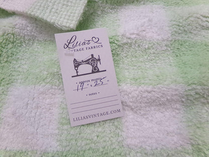cuddly green gingham vintage terry chenille fabric soft cotton blend 19x25"