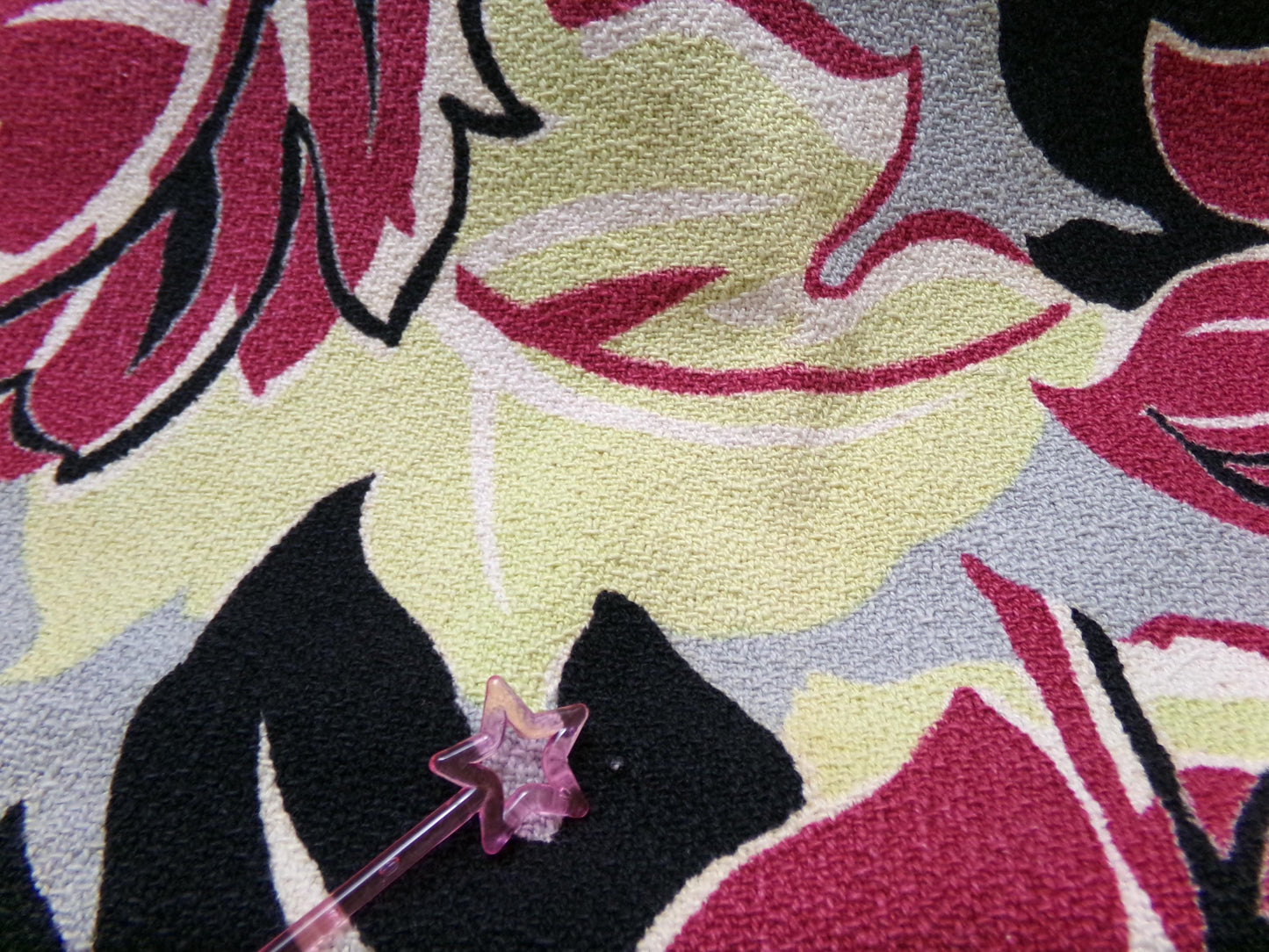 Vintage Barkcloth Fabric Panel MONSTERA Tropical Leaf Mid Century Modern 19" x 29"