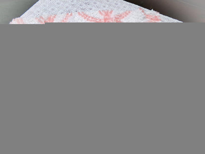 summer peach vintage chenille bedspread fabric white geometric quilt material 20x25"
