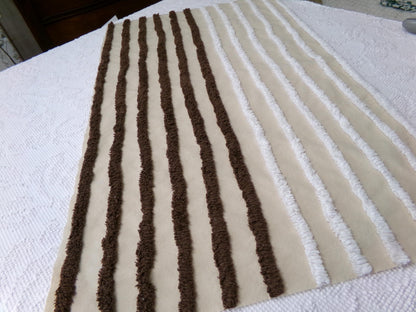 split road vintage chenille fabric, tufted contrast design, 17" x 27" unique piece of quilt material