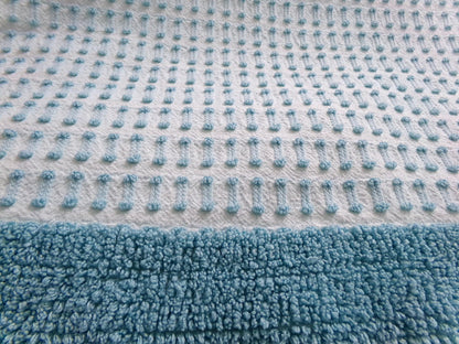 Powder Blue Vintage Chenille Bedspread, Texturized Barbells & Shag Edge Morgan Jones Full Sz
