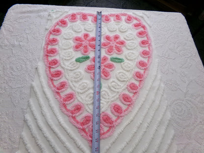 Sweet Heart Pink Vintage Chenille Fabric: Romantic Valentine Design 18" x 27" Piece Sewing Material for Quilts & Crafts