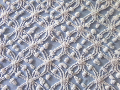 Popular Coastal Blue Vintage Chenille Fabric: White Wedding Ring Pop Design, 24" x 18" Piece, Great in Pillows & Chenille Quilts