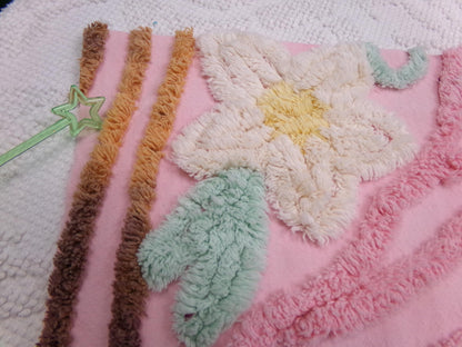 Shabby Sweet Vintage Chenille Fabric, Pink Floral Sewing & Quilt Material, 16" x 25" piece