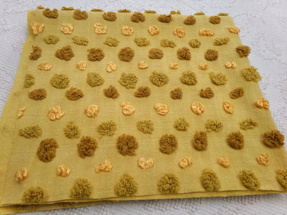 boho gold vintage chenille fabric, ombre multisize optic dot design, 22" x 19" piece of sewing quilt material