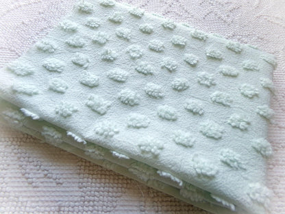 light green chenille fabric, vintage style pops design, 18" x 24" cut piece for quilts, crafts, sewing