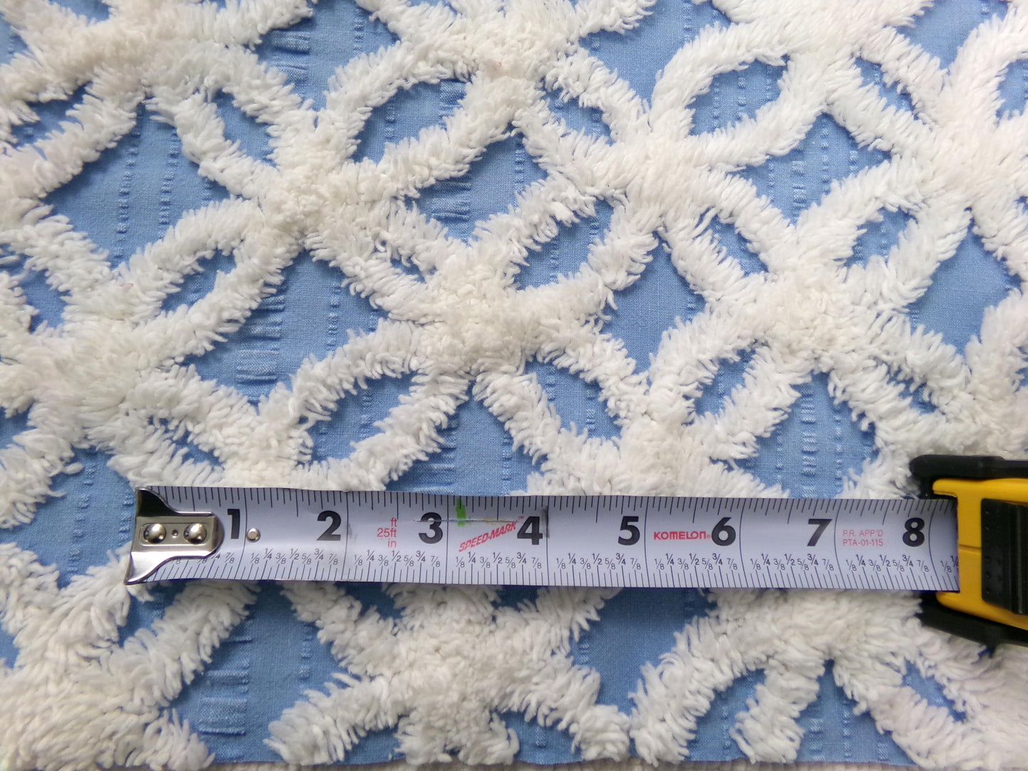 Vintage Blue & White Chenille Fabric, Snowflakes in the Sky, Quilt Material 18" x 24" Piece