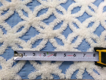 Vintage Blue & White Chenille Fabric, Snowflakes in the Sky, Quilt Material 18" x 24" Piece