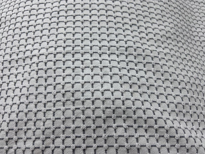 Black & White Vintage Chenille Fabric, Micro Grid Pops, Shaggy Edge Trim 20x20"