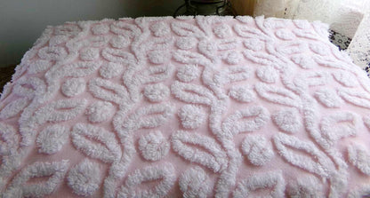 Pink Ivy Berry Vintage Chenille Fabric, Sewing Material for quilts, pillows & crafts, 18" x 24" inch Piece