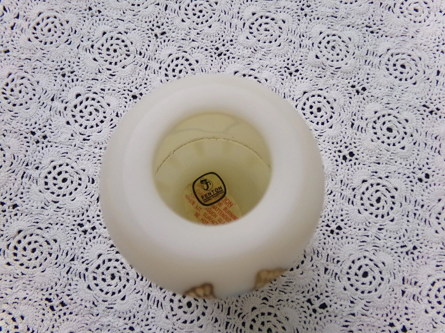 Vtg Fenton Fairy Lamp Angel Praying Heavenly Pink Roses Handpainted Jackson #10
