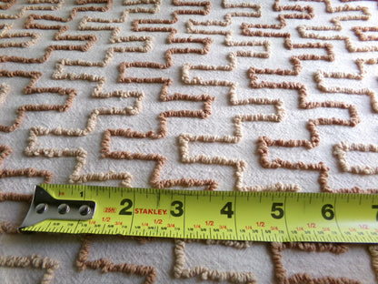 sandy sandcastles vintage chenille fabric, two tone honey golden brown geometric design, 18" x 24" inch piece for quilting, crafts & sewing