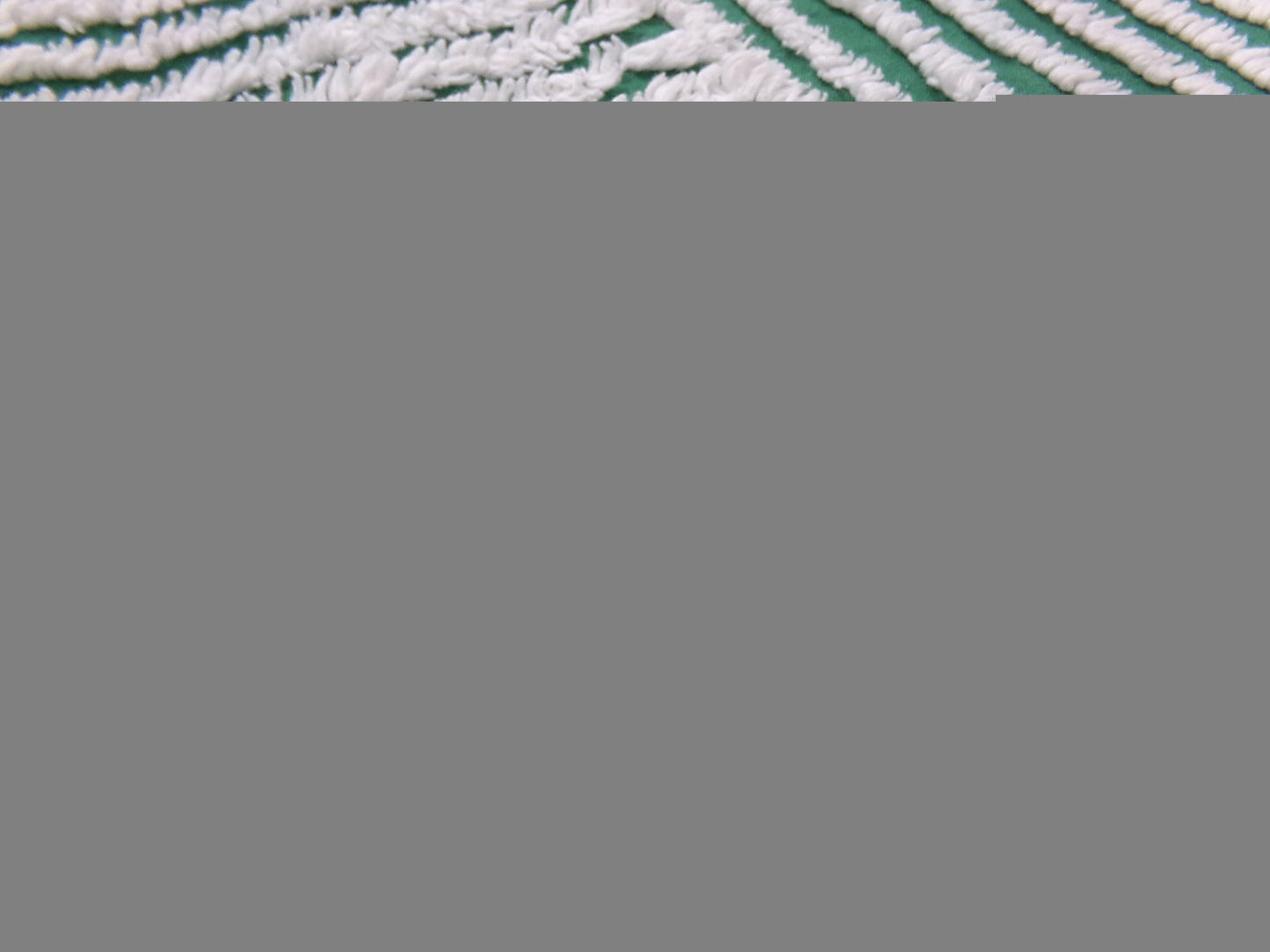 Evergreen & Snow White Vintage Chenille Bedspread Fabric, Geometric Stripes 15" x 27" piece