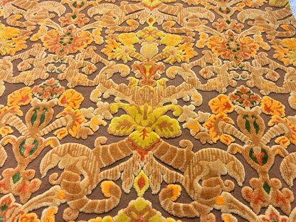Boho Vintage Cut Velvet Fabric, Copper Brown Tapestry Style Chenille Material, 17x21" Pc