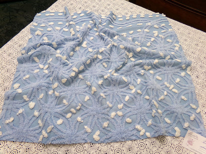Starry Night Blue Vintage Chenille Fabric Geometric 20" x 24" piece