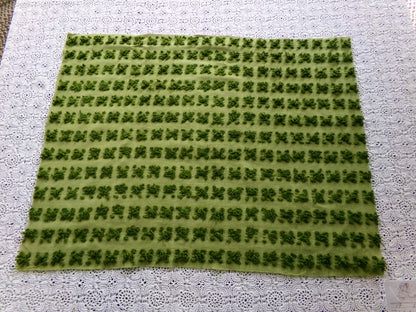 Hippie Chic Vintage Green Rosebud Chenille Fabric, Boho Rose Design