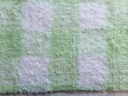 cuddly green gingham vintage terry chenille fabric soft cotton blend 19x25"