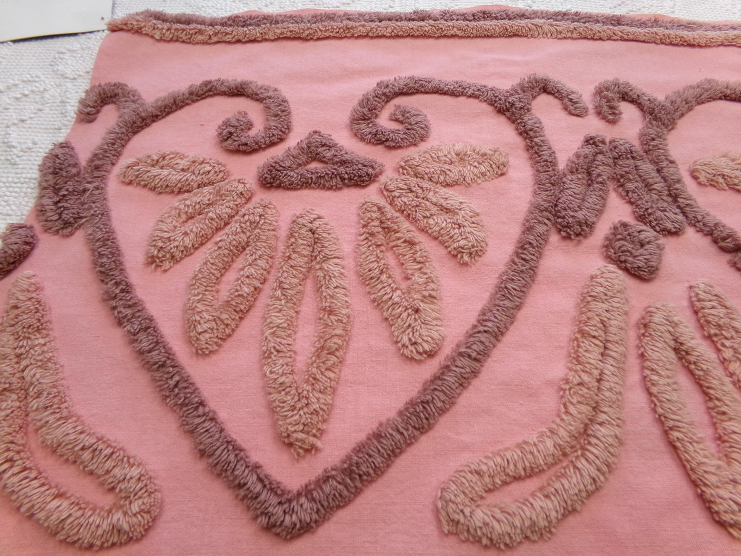 Unique Linked Heart Vintage Chenille Fabric: Old World Style Design 17" x 23" Piece of Material for Arts & Crafts, Wallhanging