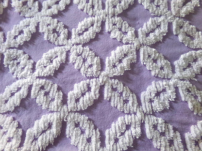 Sculpted Lavender Petals Vintage Cotton Chenille Fabric, Geometric Floral Design, 20" x 24" inch Piece, Lovely in Springtime Quilts, Pillows
