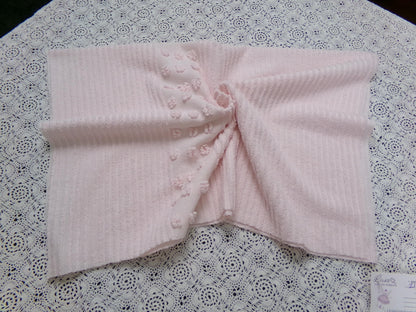 Pastel Pink Vintage Chenille Fabric Simple Dot Stripes Sewing Material 28" x 21"