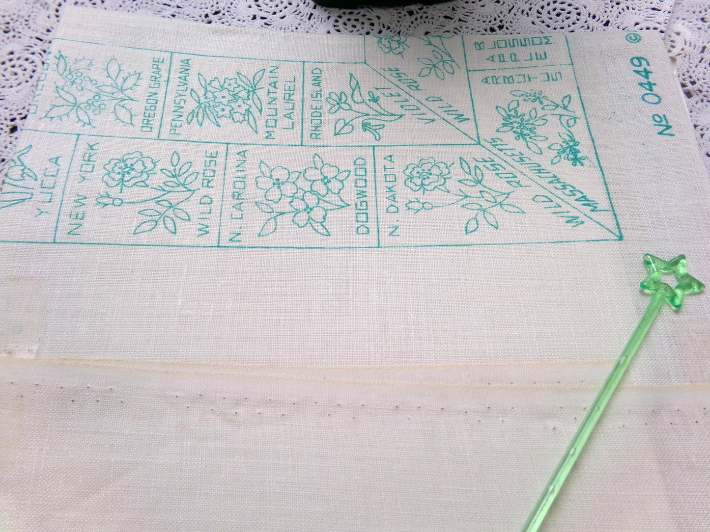 STATES' FLOWER MAP Sampler Vintage Paragon Crewel Embroidery Kit 0449 50 United States Floral Stitchery