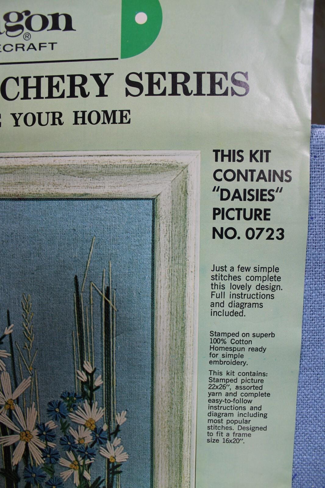 DAISIES Vintage Crewel Embroidery Kit Boho Hippie Floral Paragon 0723 Stitchery