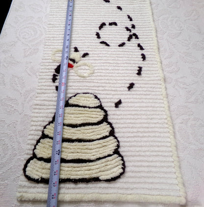 Busy Bee Vintage Chenille Bedspread Fabric, Novelty Sewing Material 15" x 28" Piece
