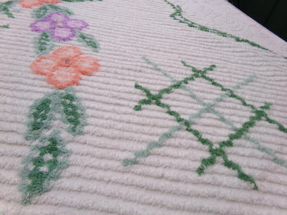 Avant Garde Floral Vintage Chenille Fabric, Geometric 23x26" Piece