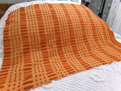 Pumpkin Spice Vintage Chenille Fabric 18x24" Piece Geometric Textured Material