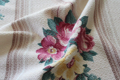 Glencourt Vintage Floral Barkcloth Fabric, Champagne Beige 20" x 26" Deconstructed Curtain Panel