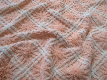 creamsicle peach vintage chenille fabric, textured 18" x 24" quilt material