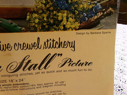 FLOWER STALL Vintage Crewel Embroidery Kit Paragon Needlecraft 0716 Boho Wall Art