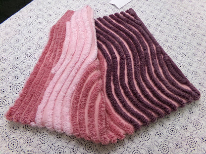 Triple Ripple Vintage Pink Chenille Bedspread Fabric Frosted Tufts 18x24" Quilt Piece