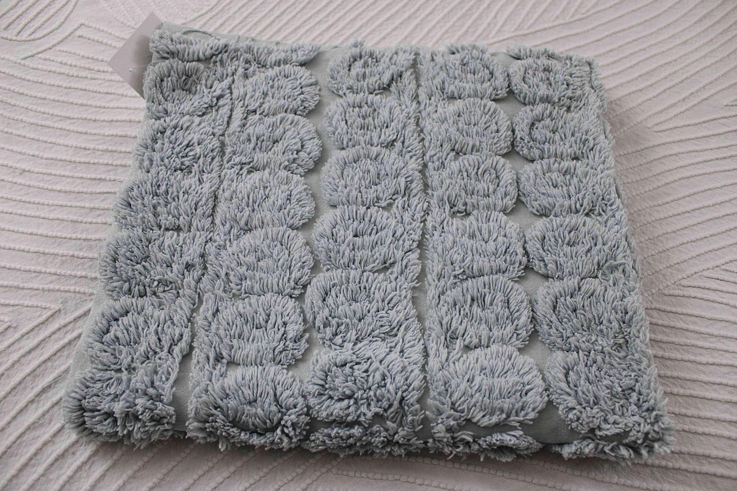 Stardust Blue Vintage Chenille Fabric 22 x 25" Plush Curlicues Quilt Material