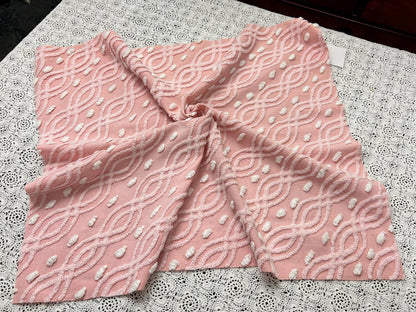 Shabby Pink Vintage Chenille Bedspread Fabric Eternity Links 19x24" Piece