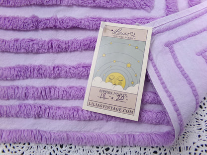 Lilac Vintage Chenille Fabric, Optic Moon Geometric Design, 18x20" Piece