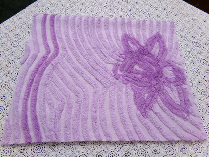 Lush Plush Lavender Vintage Chenille Fabric Piece 18x28" Sewing Material