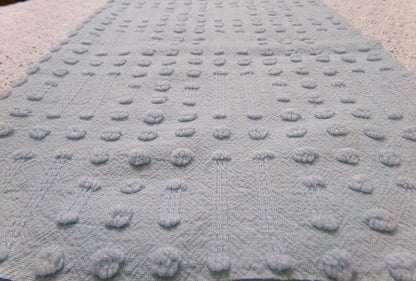 Light Blue Vintage Chenille Fabric, Polka Dot & Dash Design, 18x24" Piece