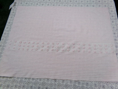 Pastel Pink Vintage Chenille Fabric Simple Dot Stripes Sewing Material 28" x 21"