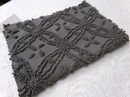 mystic moody grey chenille fabric, 18" x 25" piece of modern vintage style cotton sewing material, upcycle into pillows, quilts