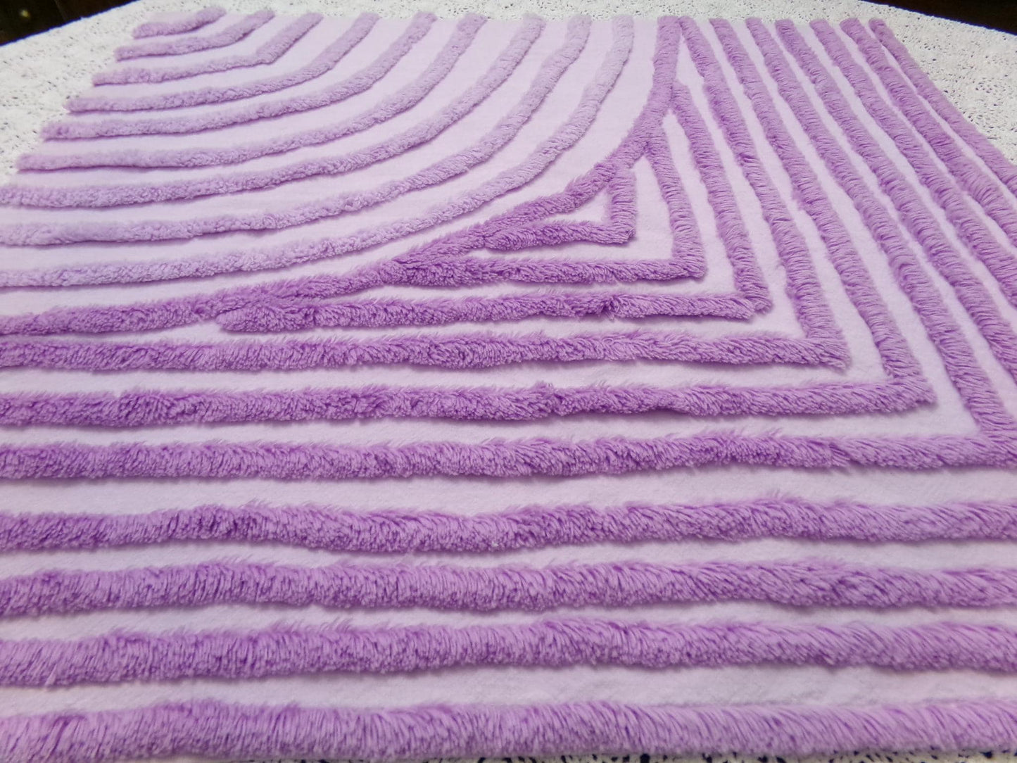 Lilac Vintage Chenille Fabric, Optic Moon Geometric Design, 18x20" Piece