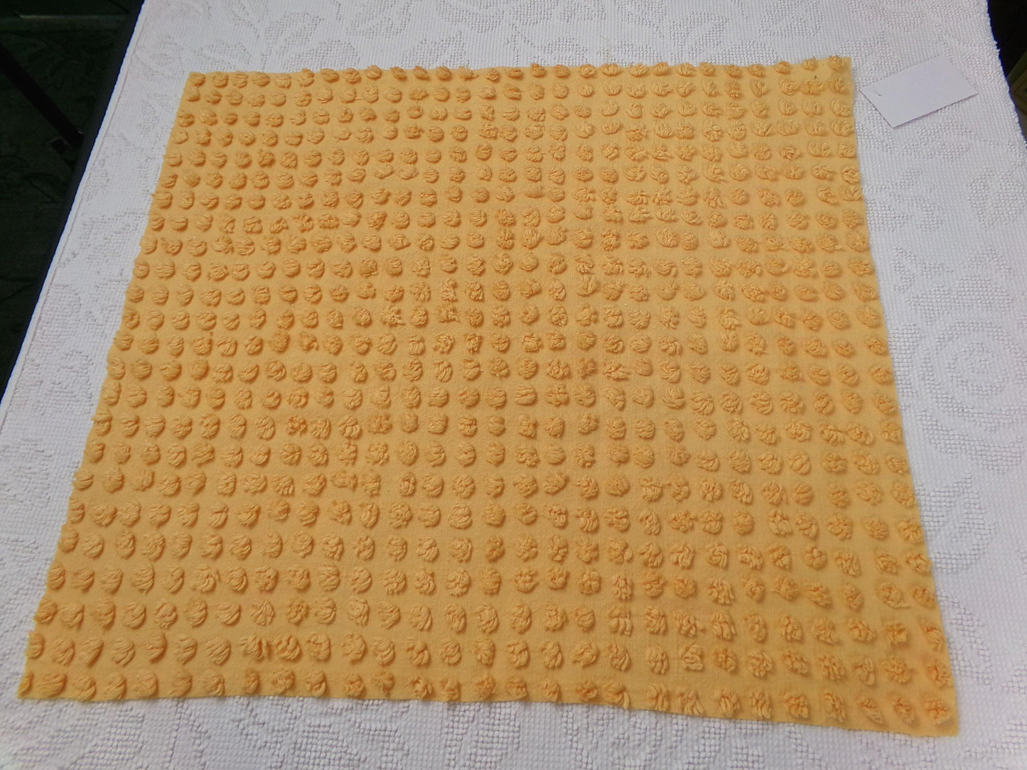 golden harvest peach vintage chenille fabric windy puff pops 20" x 23" quilt material