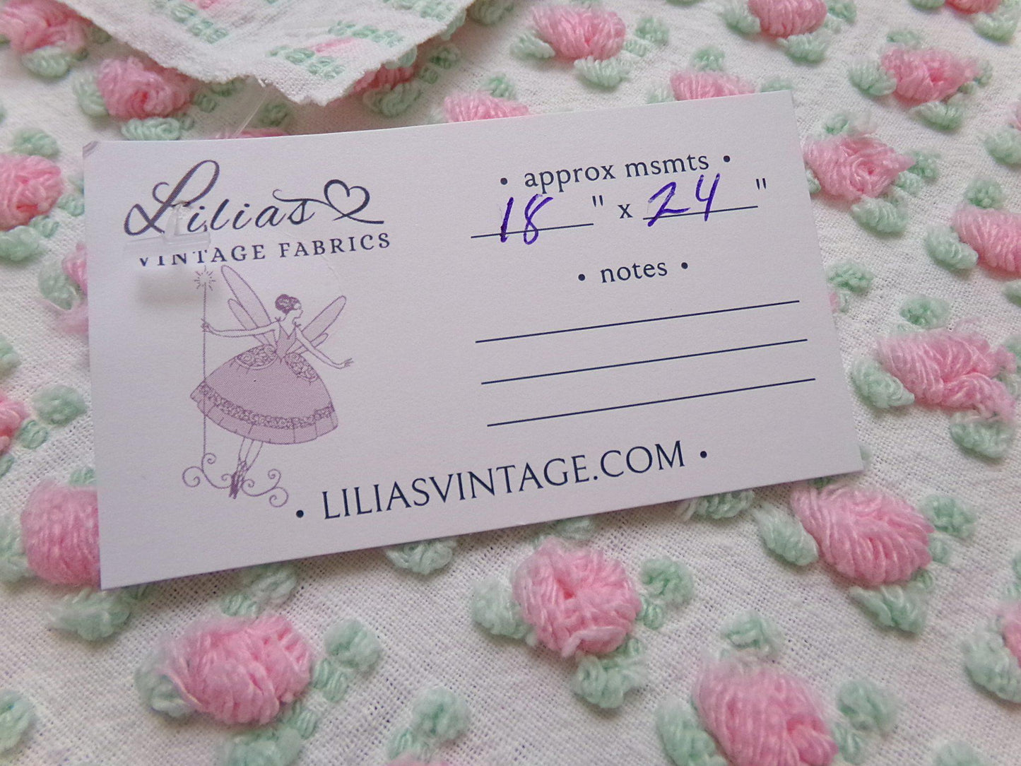 Popular Pink Rosebud Vtg Chenille Bedspread Fabric Rose Quilt Material 18x24"