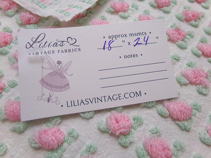 Popular Pink Rosebud Vtg Chenille Bedspread Fabric Rose Quilt Material 18x24"