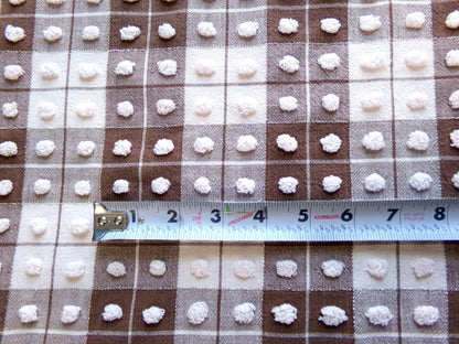 vintage chenille fabric: 18" x 24" cut piece of brown & white popcorn cotton material for quilting, sewing cute teddy bears