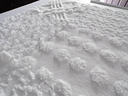 Chenille Quilt Squares Set, "Timeless White," from Vintage Bedspread Fabric, 16 Blocks, 6" inch