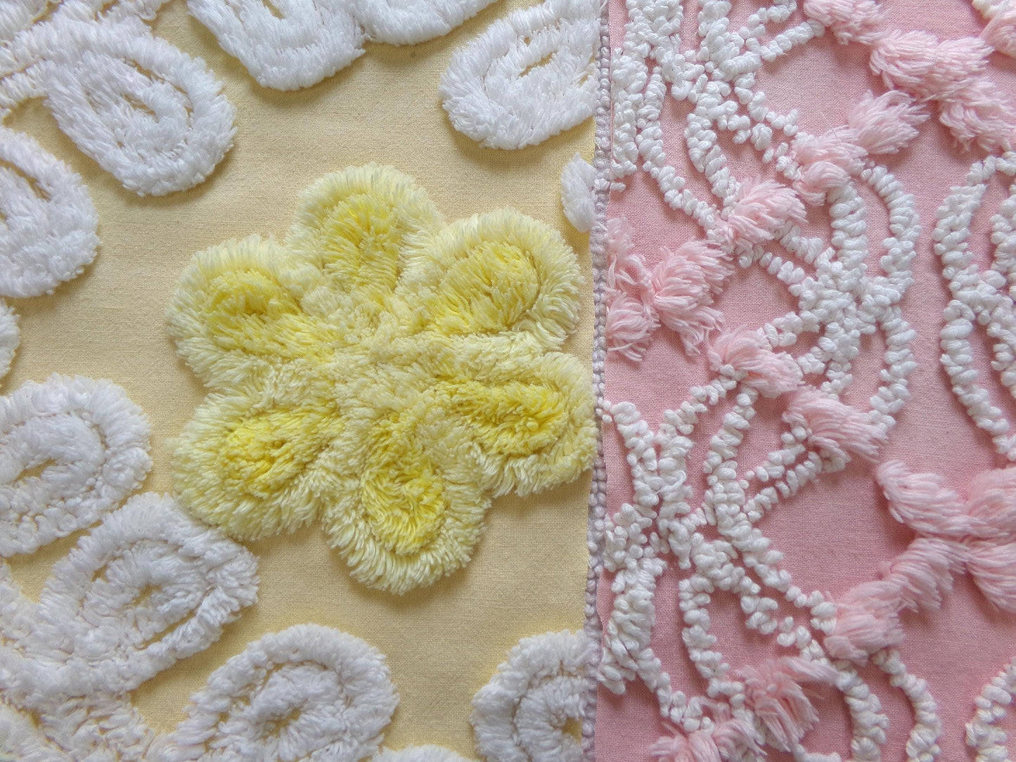 Vintage Chenille Fabric Bundle - 2 Pieces 12" x 18" each | Perfect Stash Builder for Fiber Arts & Crafting