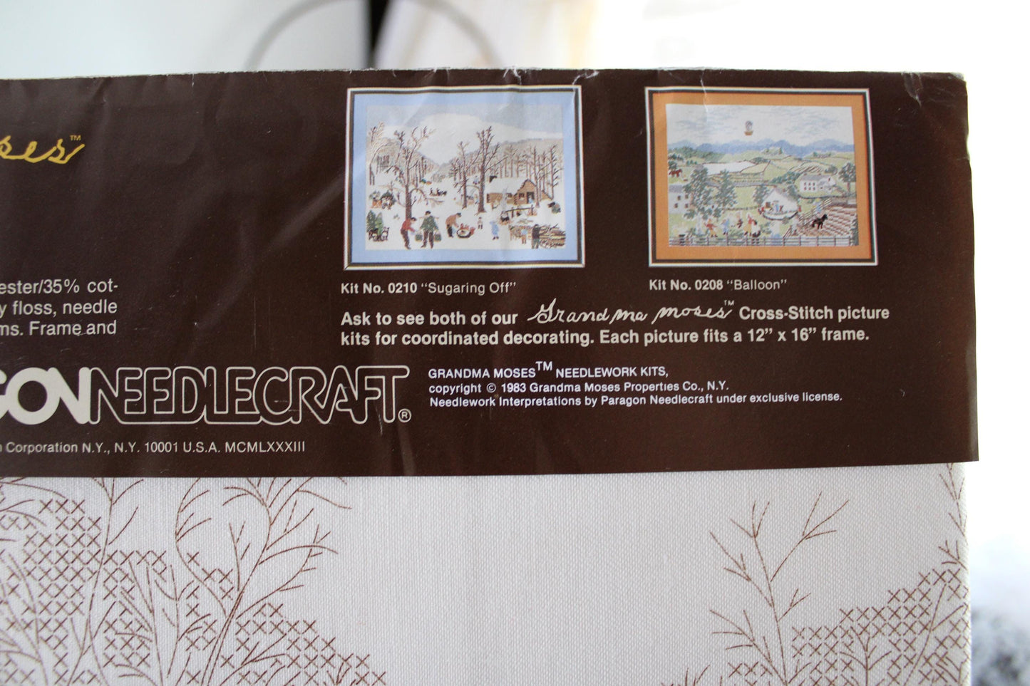 SUGARING OFF Cross Stitch Stitchery Kit, Vintage Grandma Moses Design, Paragon Needlecraft Embroidery 0210 from 1983