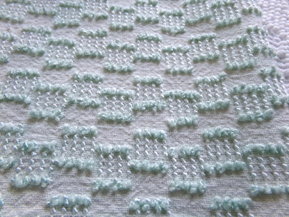 sage green vintage chenille fabric, mini ladder textured design, 18" x 24" inch piece of quilt material for sewing & crafts